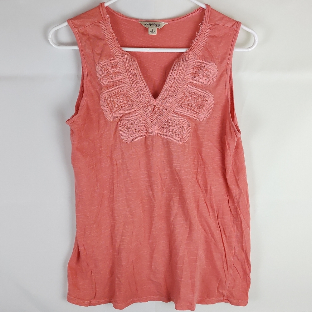 Lucky Brand Sleeveless Floral Blouse Top Womens S Casual Vacation Grandma Core